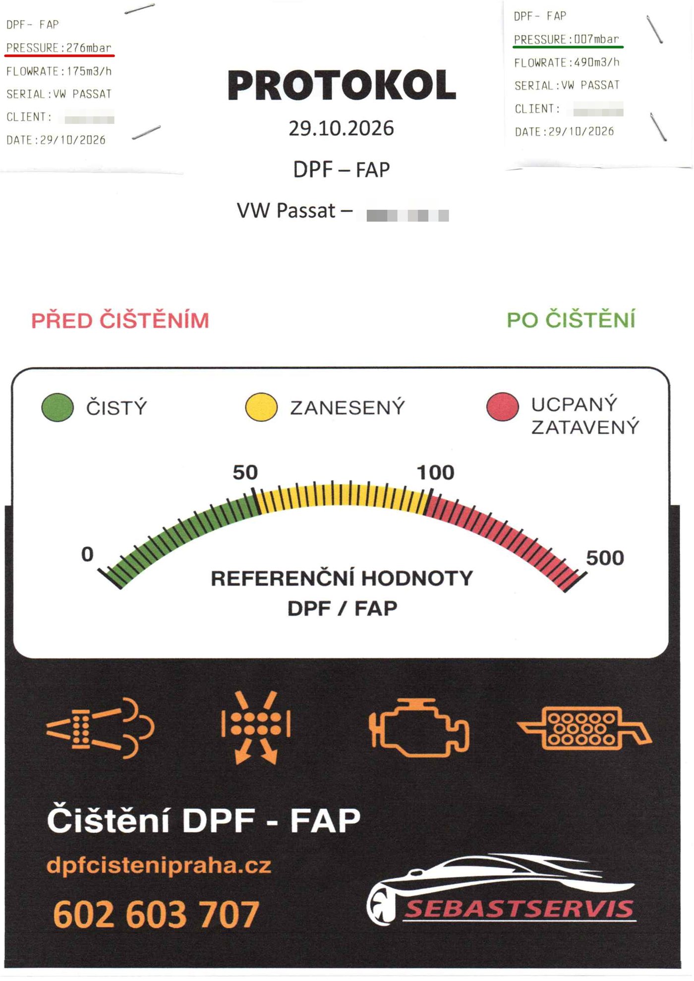 Protokol o čištění DPF – celá strana